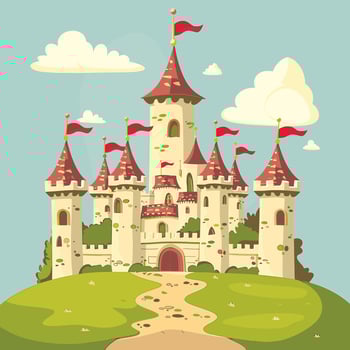 Castle with Flags Art vector