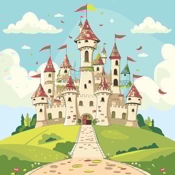 Illustrated Castle with Banners vector