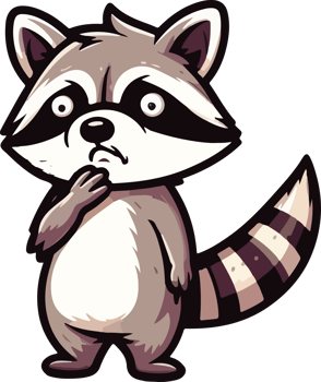 A cartoon raccoon standing with his hand on his chin png