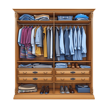 Wooden Cupboard for Clothes on Transparent Background png