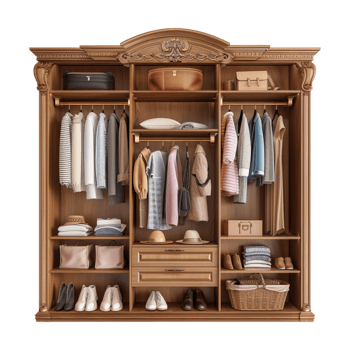 Wooden Cupboard for Clothes on Transparent Background png