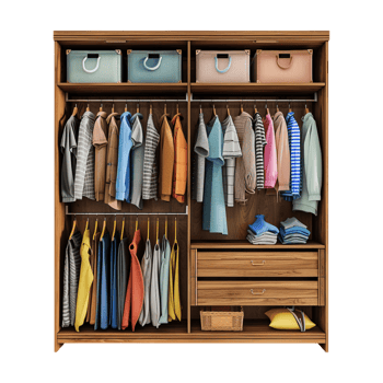 Wooden Cupboard for Clothes on Transparent Background png
