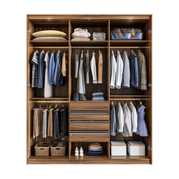 Wooden Cupboard for Clothes on Transparent Background png