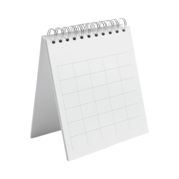 Blank White Table Calendar on Transparent Background png