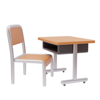 3d school class desk and chair. Furniture icon, school interior, education concept. Back to school concept. 3d render illustration png