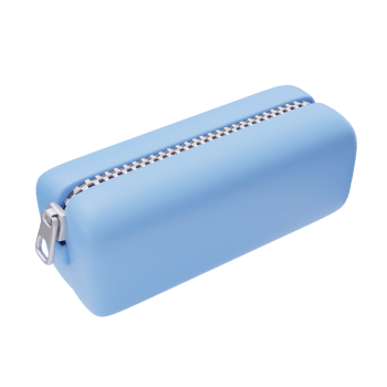 3d blue pencil case. Textile container Icon, stationery element. School office elements. Back to school concept. 3d render illustration png