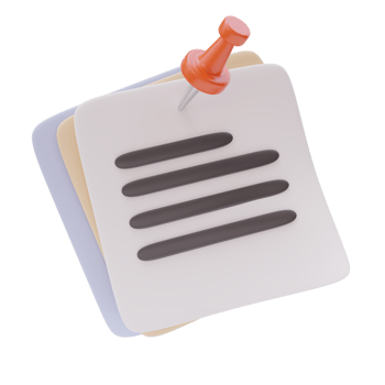 3d stack of paper notes with pin. Stickers Icon, blanks for messages, stationery element. School office elements. Back to school concept. 3d render illustration png