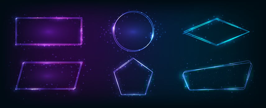Neon double frame with shining effects vector
