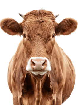 Close-up Portrait of a Brown Cow on a Farm png