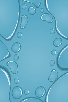 Liquid Border of Water rain drops on window. Banner shower condensation on glass. Realistic droplets frame vector