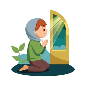 Muslim Prayer Islamic Illustration vector