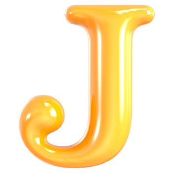 Yellow Font J 3D Render png