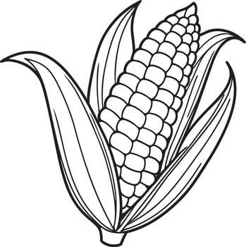 Corn Vegetable Illustration Coloring Pages for Kids vector
