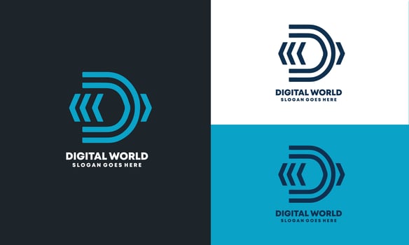 modern letter D technology logo concept Pro vector