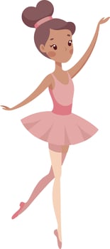 Illustration of a graceful ballerina in pink tutu performing ballet dance move vector