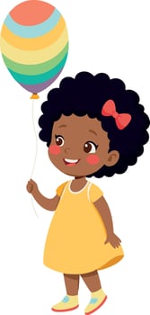 Cute little girl holding a colorful balloon with a happy smile vector