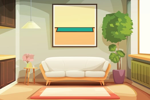 a cute apartment living room with daylight vector