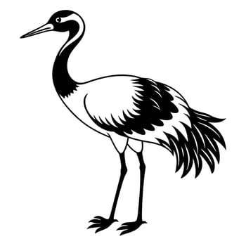 Red-crowned Crane Silhouette Elegant Bird Art vector