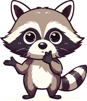 Cartoon Raccoon Standing with Hand on Chin Thinking Animal Illustration png