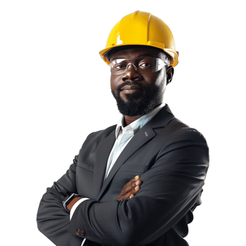 Confident African American Businessman Wearing Safety Helmet Indoors png