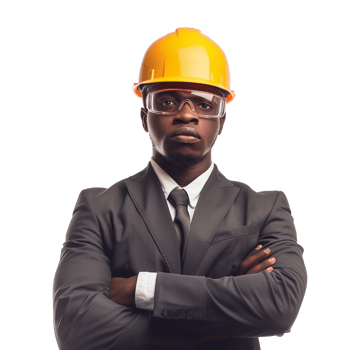 Confident African American Businessman Wearing Safety Helmet png