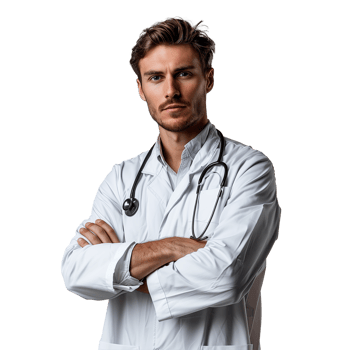 Confident Doctor Posing in White Coat with Stethoscope png