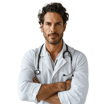 Confident Doctor in White Coat with Stethoscope png