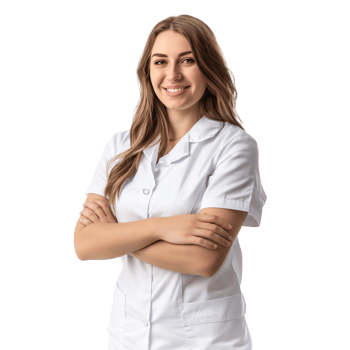Smiling Woman in Medical Uniform with Crossed Arms png