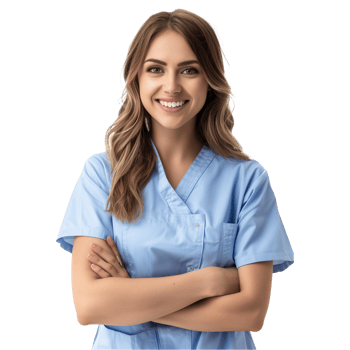 Smiling Woman In Medical Scrubs With Crossed Arms png