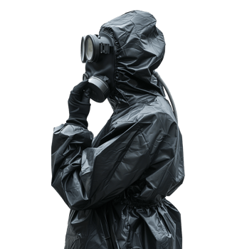 Side View of Protective Suit and Gas Mask png