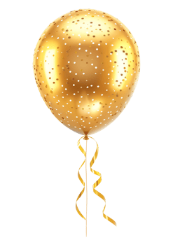 Golden Balloon With Ribbons On Transparent Background png