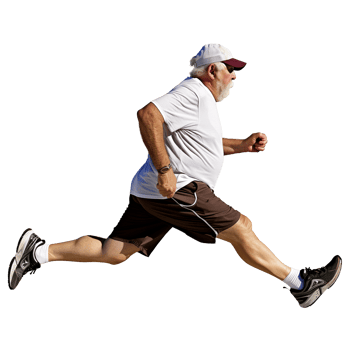 Senior Man Jogging in Comfortable Outfit on Transparent Background png