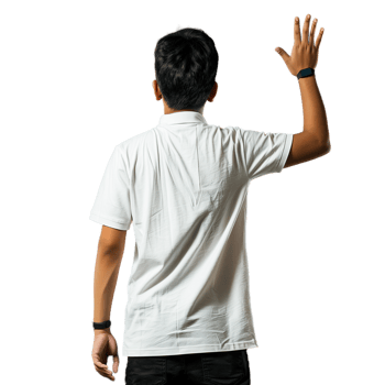 Young Man Wearing White Shirt Raising Hand png