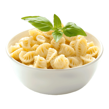 Bowl of Creamy Pasta with Basil on Transparent Background png