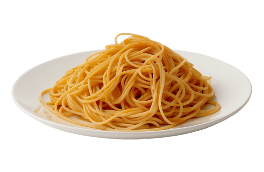 Side View of Plain Spaghetti on a White Plate png