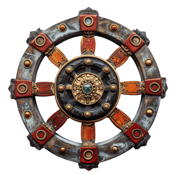 Decorative Vintage Wheel Representing Time and Fate png