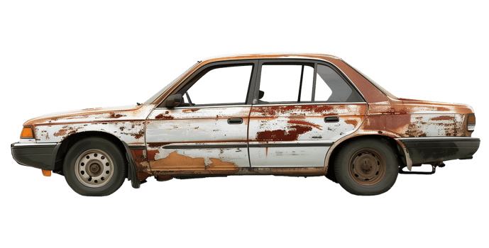 Rusty 1990s Model Vehicle on Transparent Background png