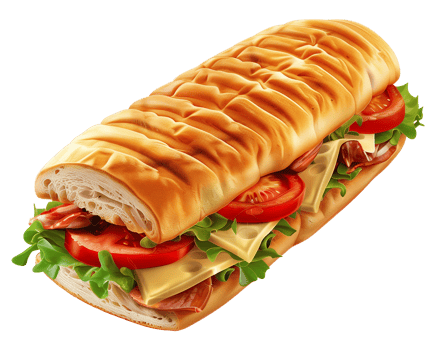 Delicious Sub Sandwich with Fresh Vegetables and Cheese png