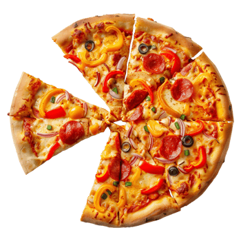 Hyper-Realistic Veg Cheesy Pizza With Mozzarella On Transparent Background png