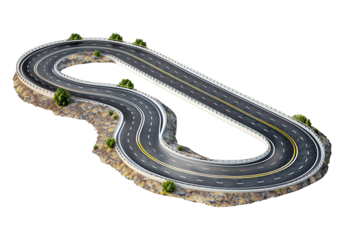 Winding Highway on Isolated Background with Start and End Points png