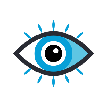 A eye is set within a geometric design, featuring shades of blue and purple png