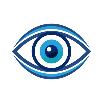 A eye is set within a geometric design, featuring shades of blue and purple png