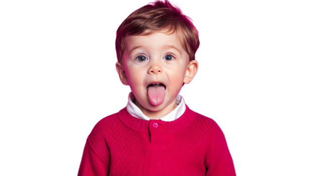 Young Boy Wearing Red Sweater Sticking Out Tongue png