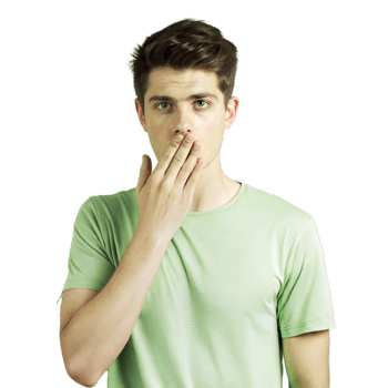 Young Man Covering His Mouth With Hand In Surprise png
