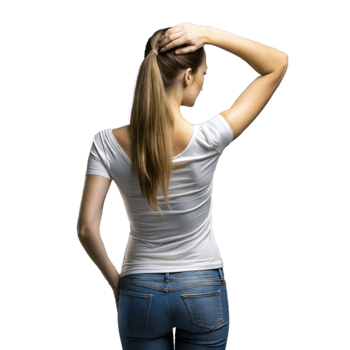 Woman With Blonde Hair Wearing White T-Shirt and Blue Jeans, png