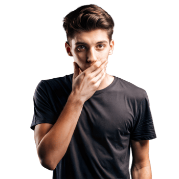 Young Man Covering Mouth With Hand In Shock png