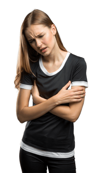 Young Woman Experiencing Pain in Her Chest While Wearing Black Sportswear png