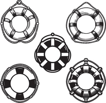 Nautica Life Buoy Sketch Drawing. vector