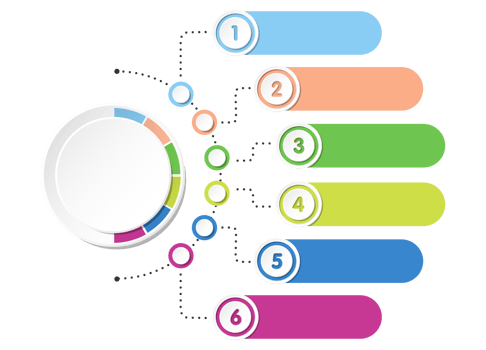 Infographic with 6 steps, process or options. png