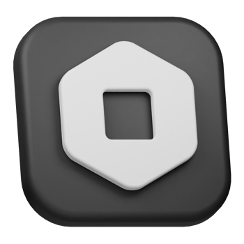 A black and white hexagon icon on a black background png